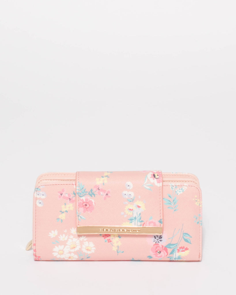Pink Floral Blake Logo Wallet
