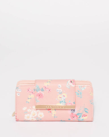 Pink Floral Blake Logo Wallet