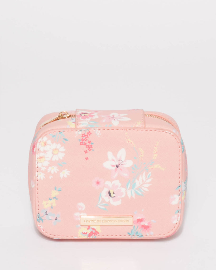 Pink Floral Jewel Organiser Case