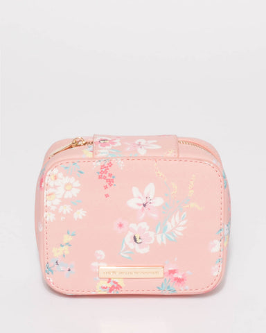 Pink Floral Jewel Organiser Case