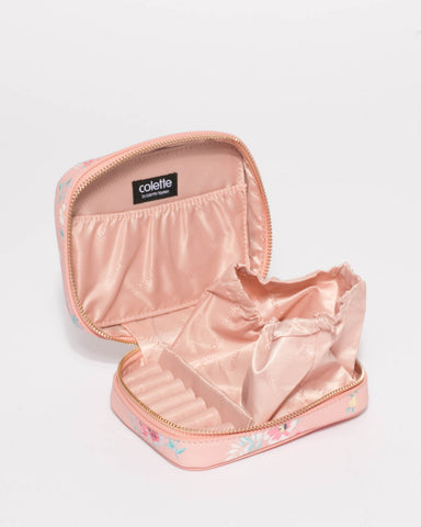 Pink Floral Jewel Organiser Case