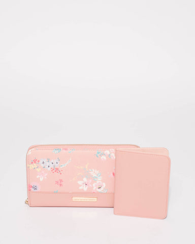 Pink Floral Travel Multi Wallet