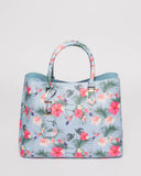 Blue Hibiscus Tori Bird Tote Bag