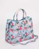 Blue Hibiscus Tori Bird Tote Bag