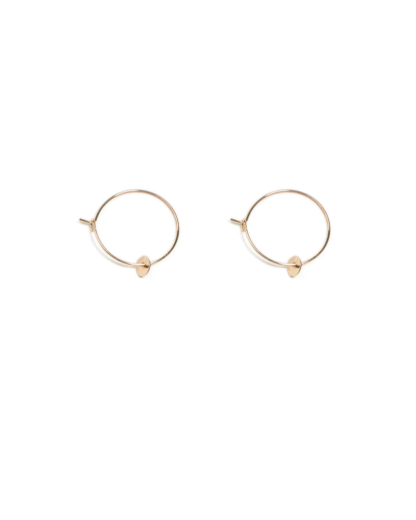 Gold Tone Disc On Hoop Earrings