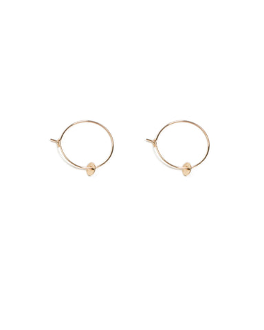 Gold Tone Disc On Hoop Earrings