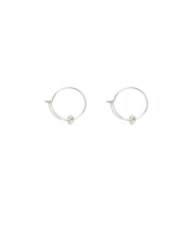 Silver Tone Disc On Hoop Earrings