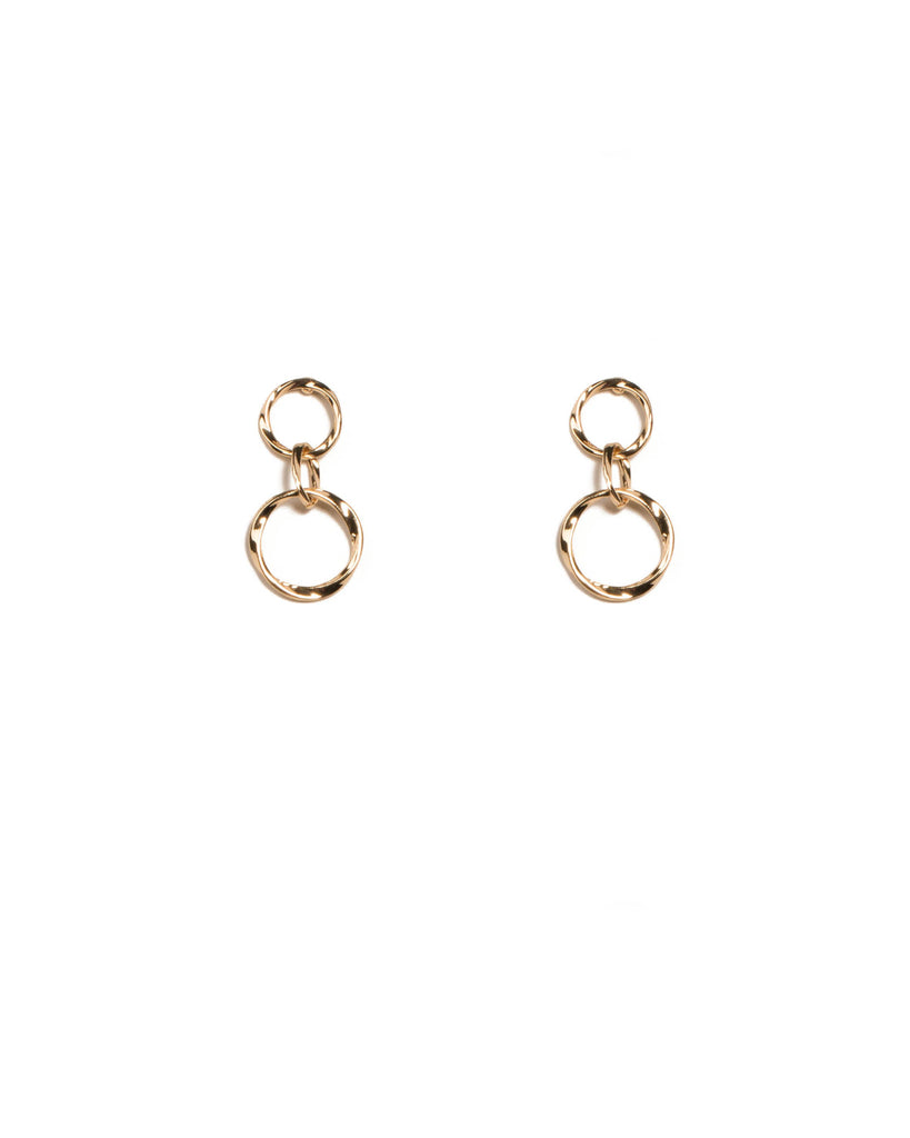 Gold Tone Three Twisted Ring Stud Earrings
