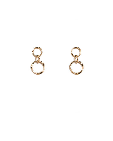 Gold Tone Three Twisted Ring Stud Earrings