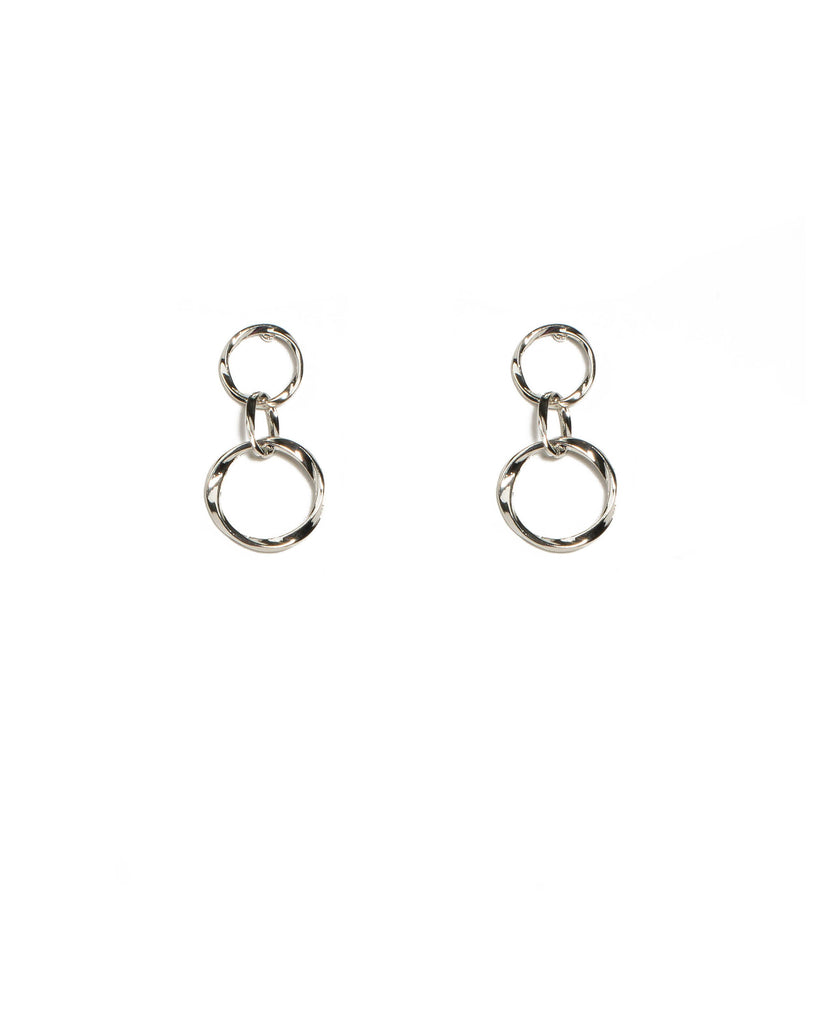 Silver Tone Twisted Trio Ring Stud Earrings