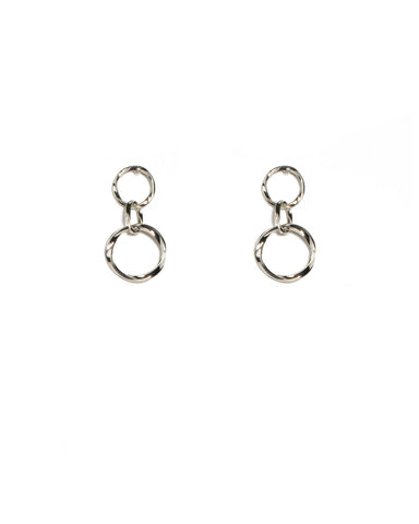Silver Tone Twisted Trio Ring Stud Earrings