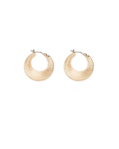 Gold Tone Embossed Wide Hoop Earrings
