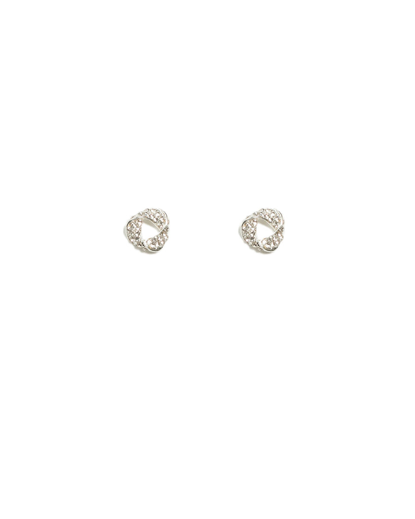 Silver Tone Crystal Twist Stud Earrings