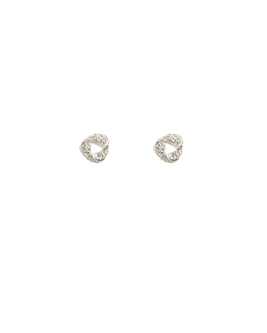 Silver Tone Crystal Twist Stud Earrings