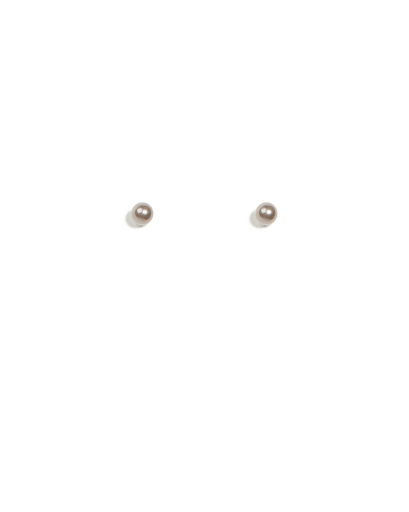 Grey Silver Tone Pearl Stud Earrings