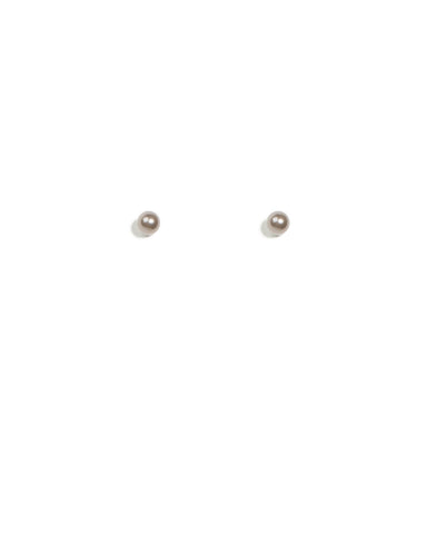 Grey Silver Tone Pearl Stud Earrings
