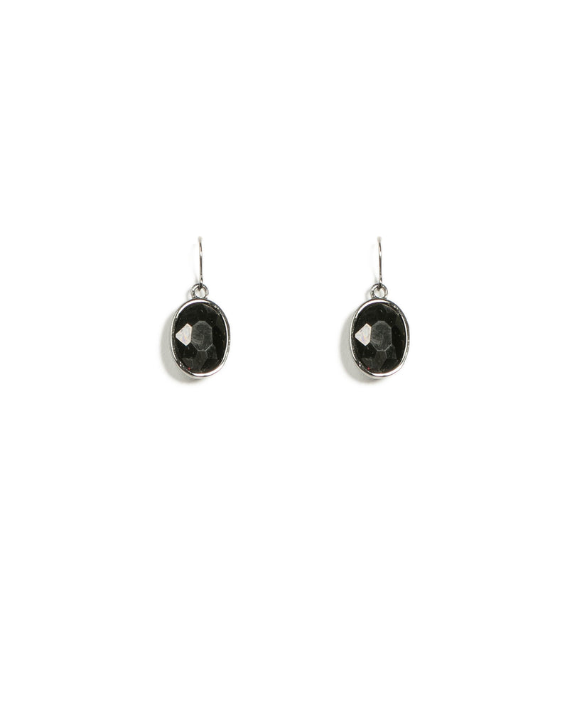 Gunmetal Tone Stone Drop Earrings