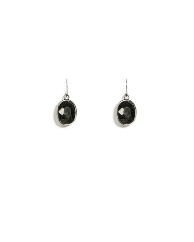 Gunmetal Tone Stone Drop Earrings