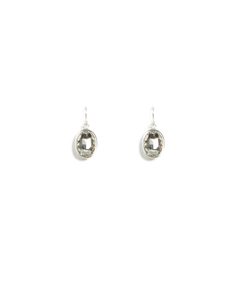 Silver Tone Stone Drop Earrings
