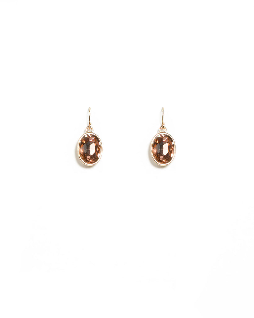 Peach Gold Tone Stone Drop Earrings