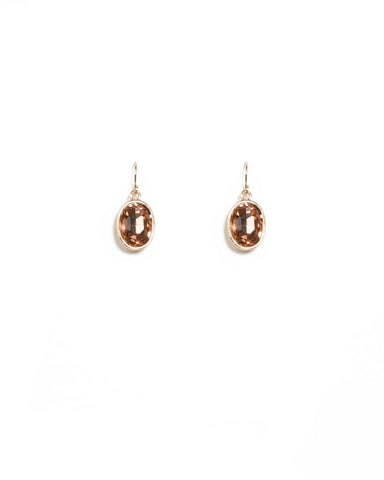 Peach Gold Tone Stone Drop Earrings