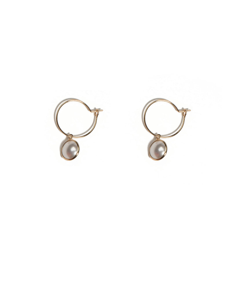 Ivory Gold Tone Hoop With Pearl Earrings