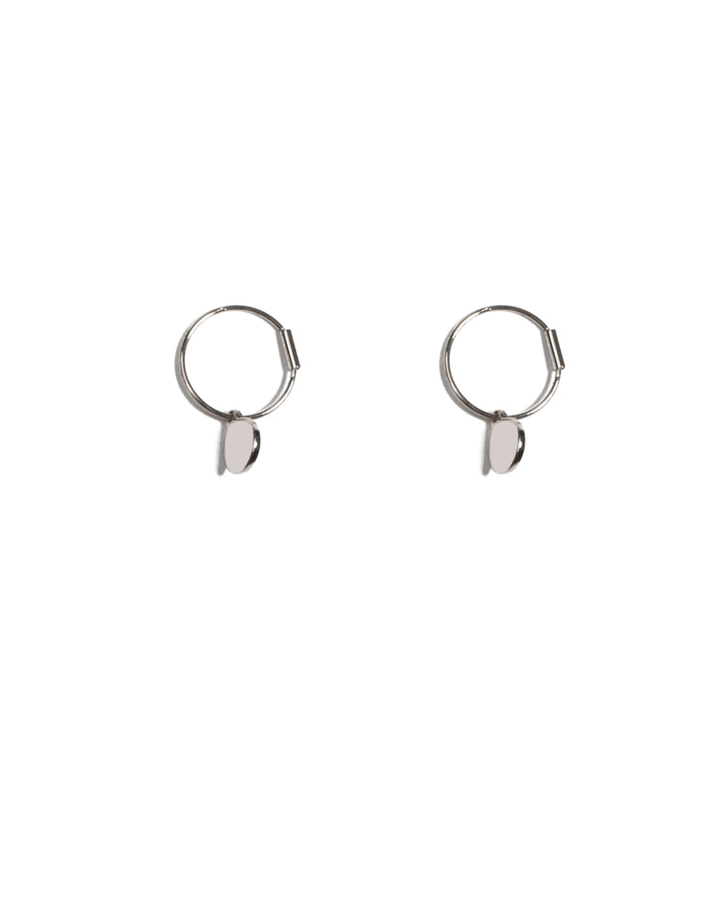 Silver Tone Hoop With Disc Earrings