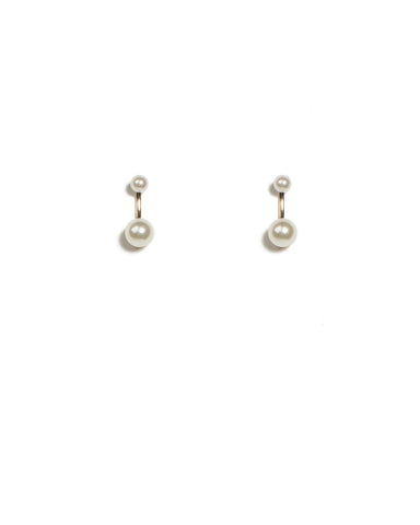 Ivory Gold Tone Pearl Stud Earrings