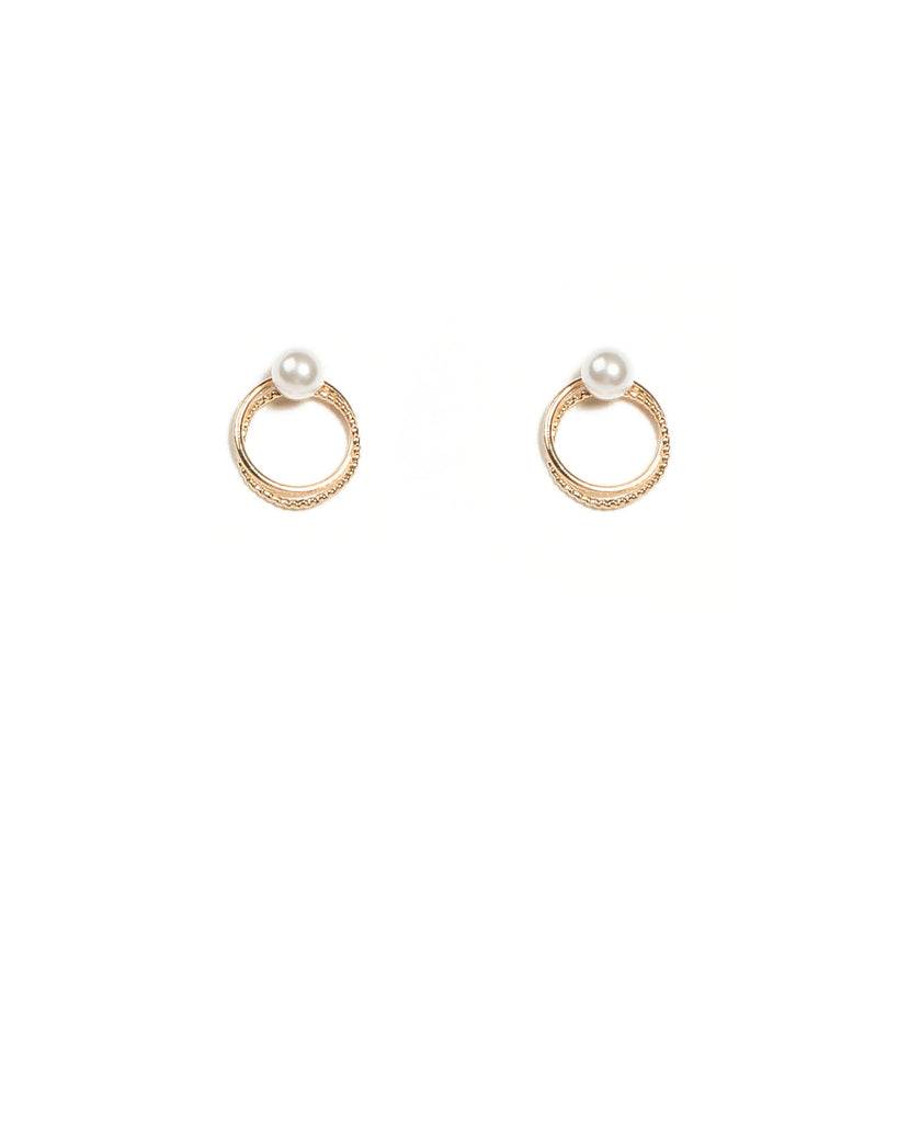 Ivory Gold Tone Twist Ring Stud Earrings