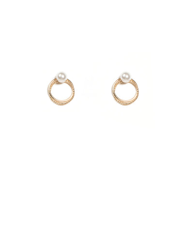 Ivory Gold Tone Twist Ring Stud Earrings