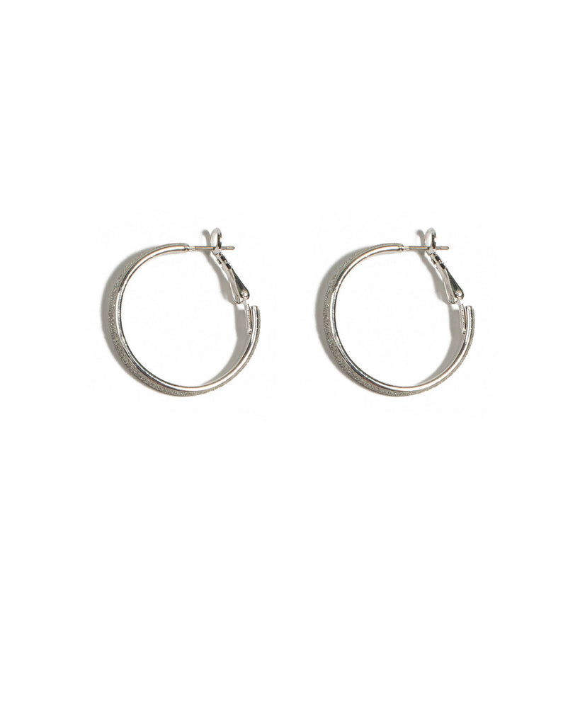 Silver Tone Glitter Hoop Earrings