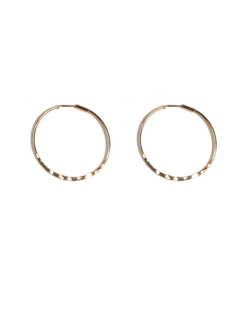 Gold Tone Large Hammered Hoop Earrings
