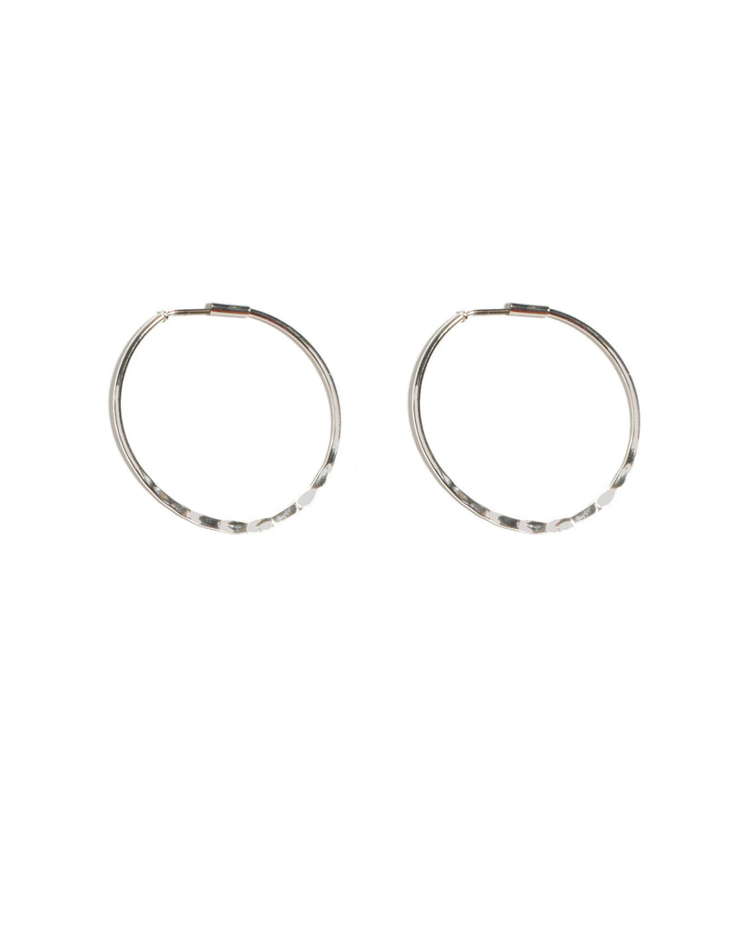 Silver Tone Large Hammered Hoop Earrings