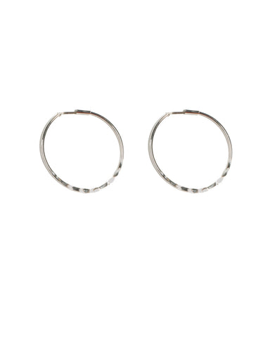 Silver Tone Large Hammered Hoop Earrings