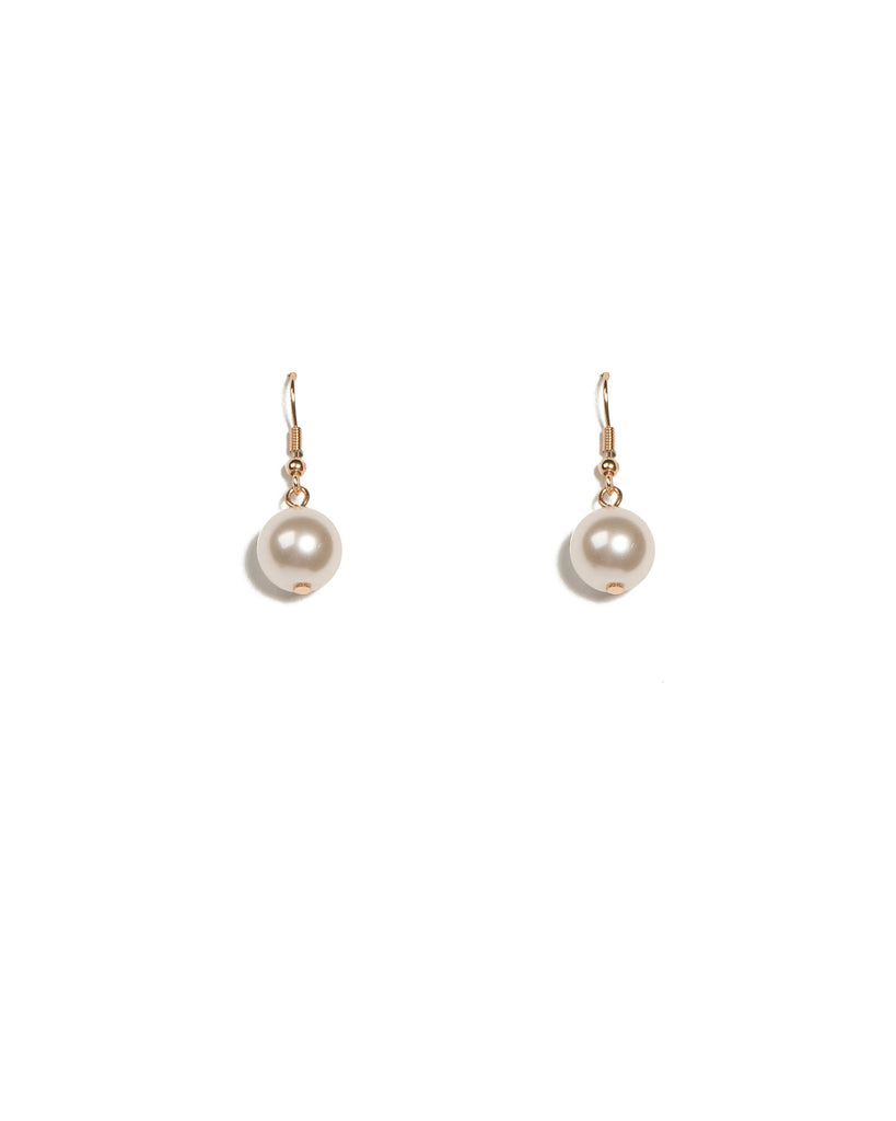 Ivory Gold Tone Pearl Drop Earrings