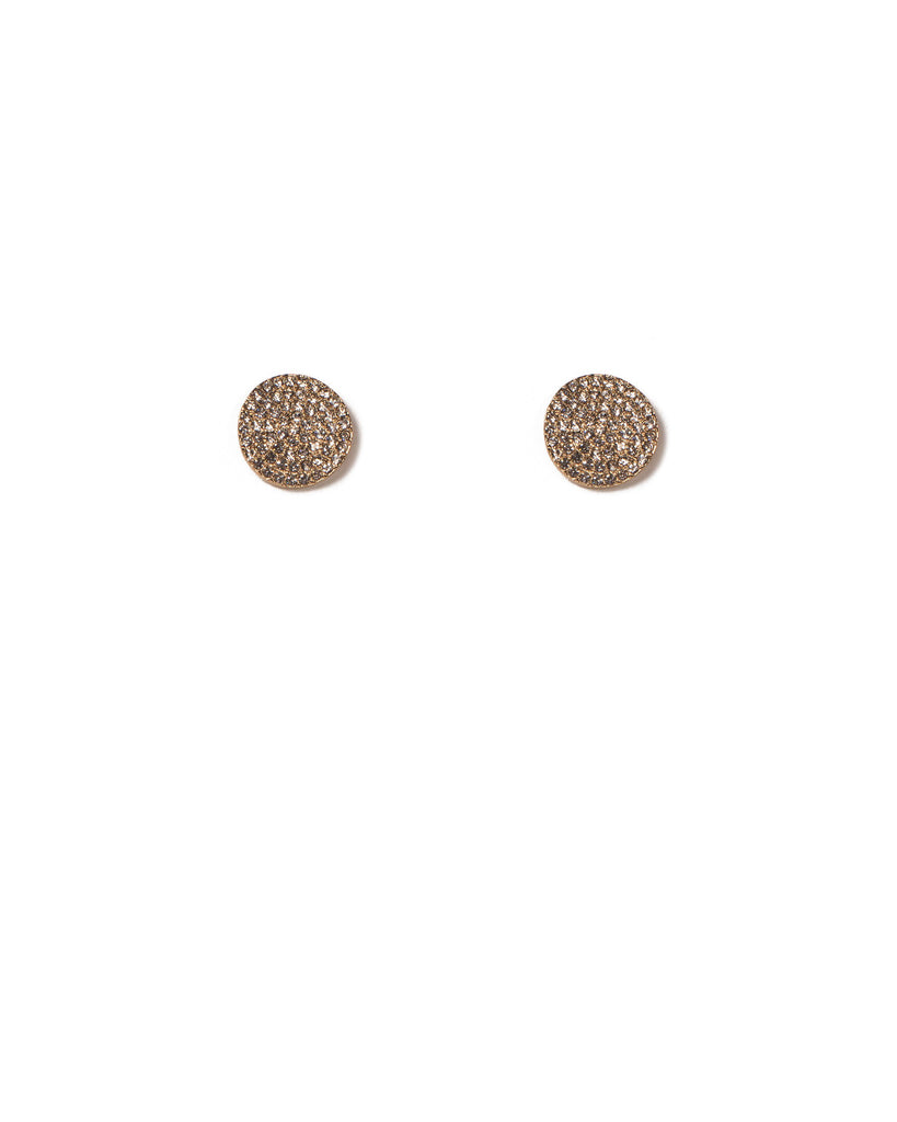 Crystal Gold Tone Pave Circle Stud Earrings