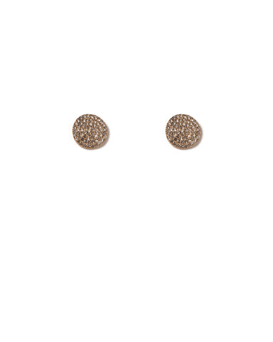 Crystal Gold Tone Pave Circle Stud Earrings