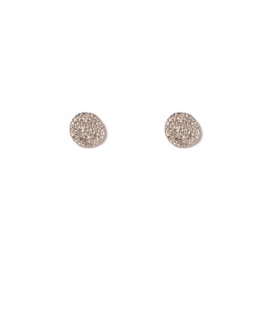 Crystal Silver Tone Pave Circle Stud Earrings