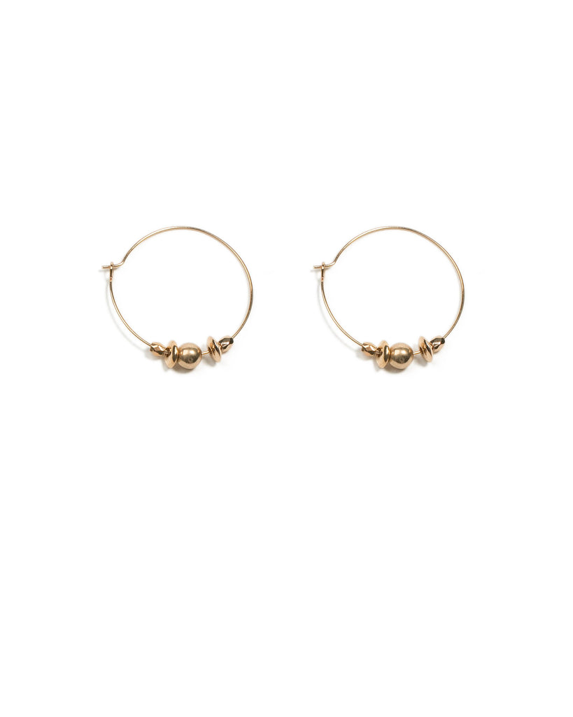Gold Tone Metal Disc Hoop Earrings