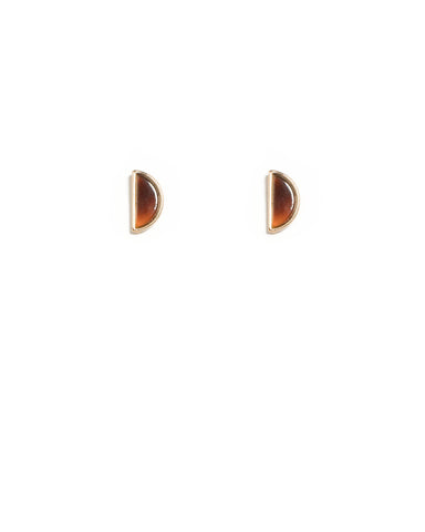 Brown Gold Tone Half Moon Stud Earrings