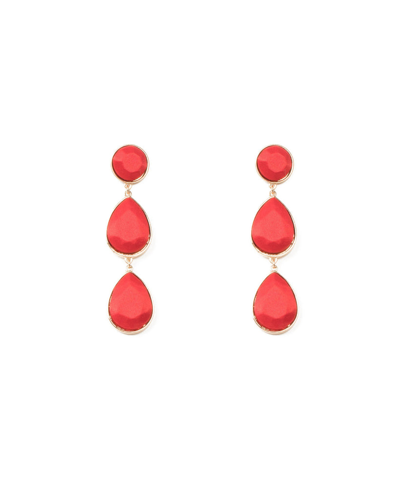 Red Gold Tone Fabric Wrap Statement Drop Earrings