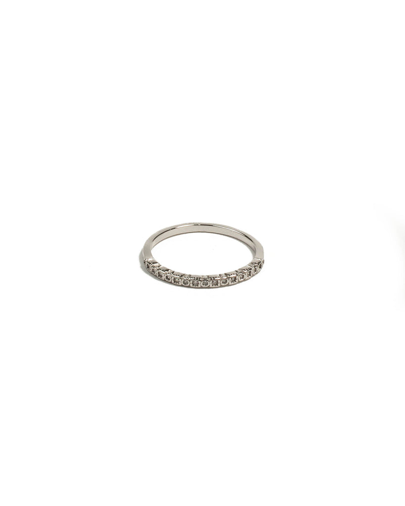 Cubic Zirconia White Gold Plated Embedded Fine Ring - Large