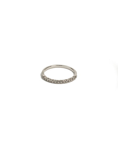 Cubic Zirconia White Gold Plated Embedded Fine Ring - Small