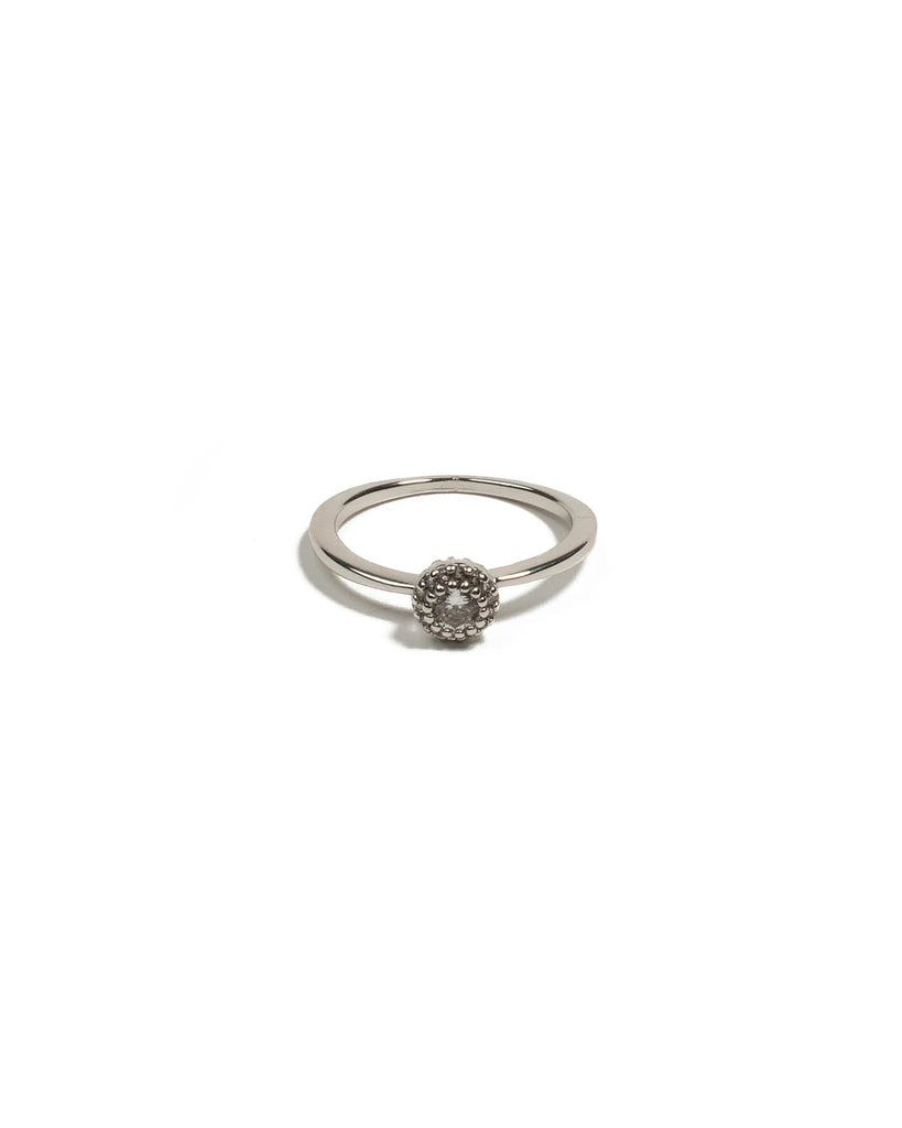 Cubic Zirconia White Gold Plated Claw Fine Ring - Large