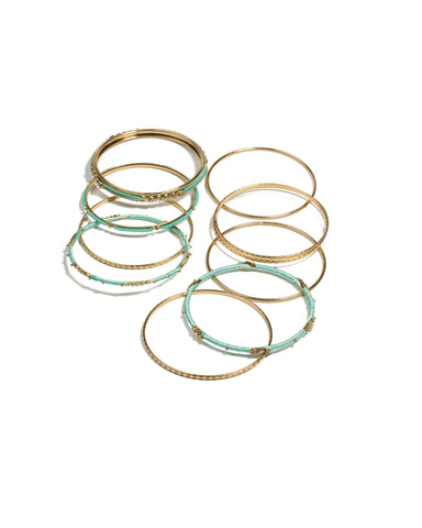 Green Gold Tone Detailed Mix Wristwear Pack