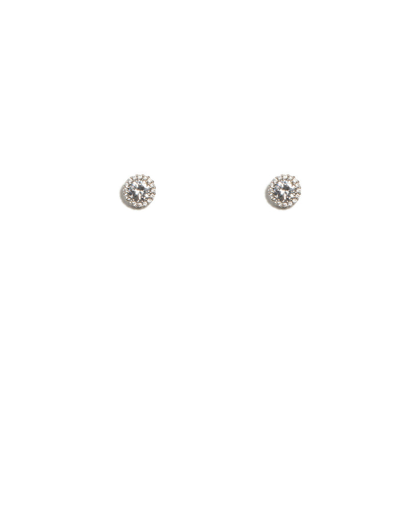 Cubic Zirconia White Gold Plated Encrusted Stud Earrings