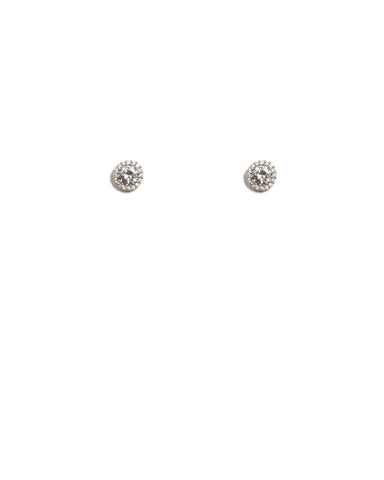 Cubic Zirconia White Gold Plated Encrusted Stud Earrings