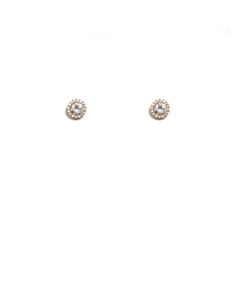 Cubic Zirconia Rose Gold Plated Encrusted Stud Earrings