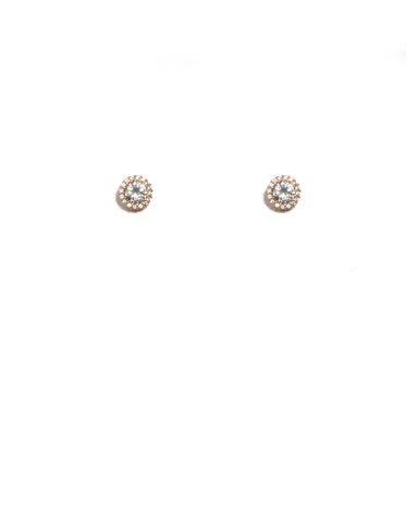 Cubic Zirconia Rose Gold Plated Encrusted Stud Earrings