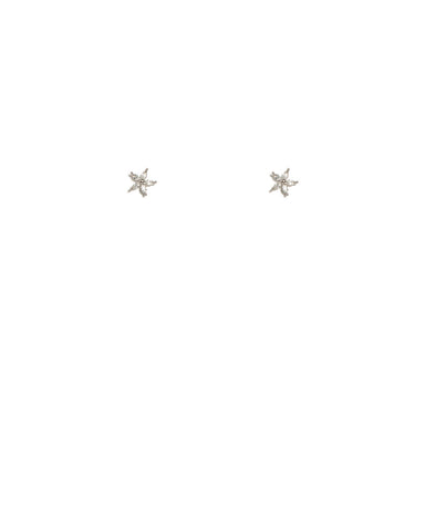 Cubic Zirconia White Gold Plated Flower Stud Earrings